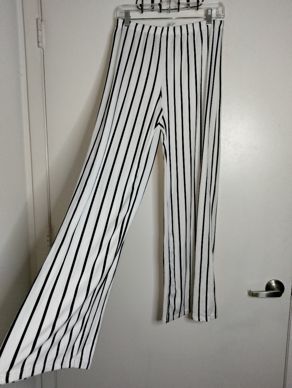 Capella (Size 2XL) Black & White Stripe Vertical Stripe Wide-Leg Pull-on Pants
